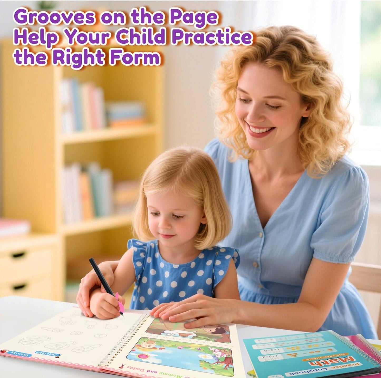 Magic Grooved Writing Practice for Kids,Reusable Grooved Handwriting Workbooks A