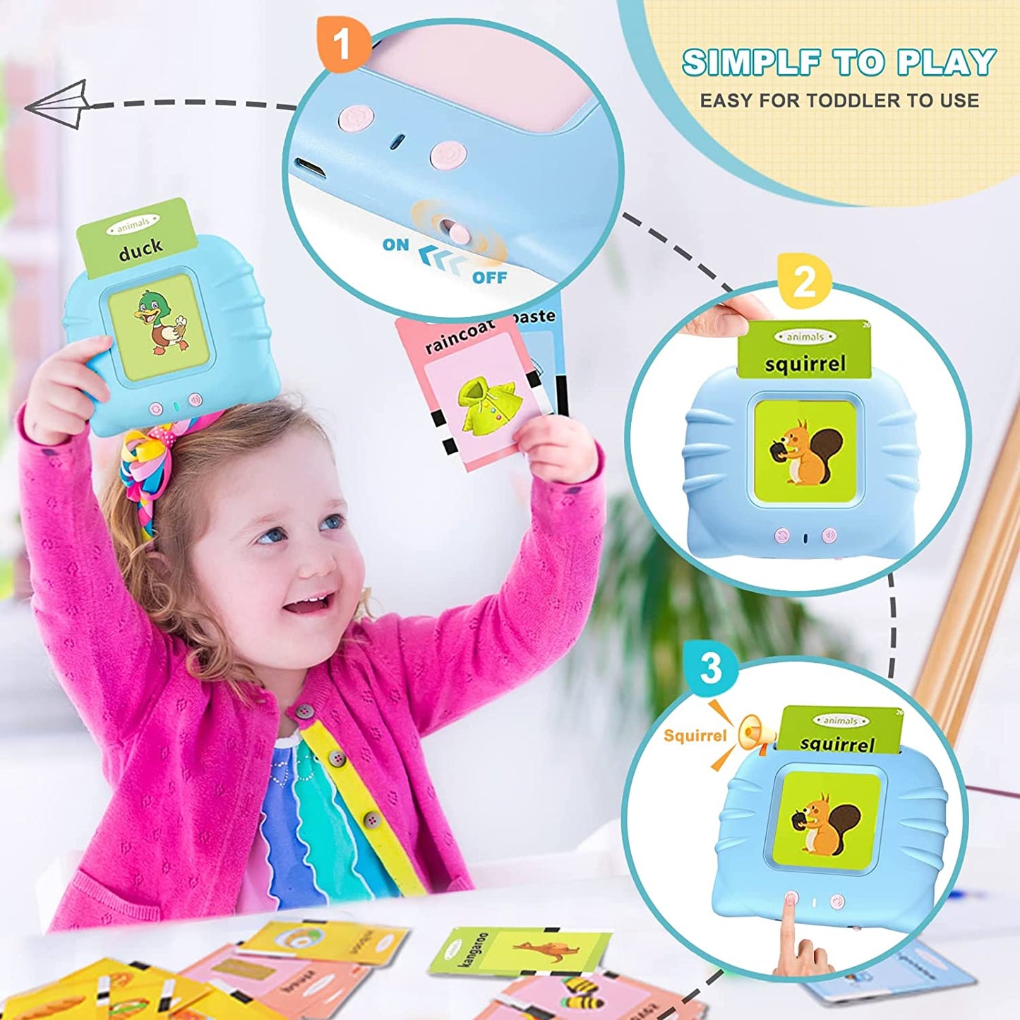 Educational Talking Flash Cards with Audio Learning System for Kids