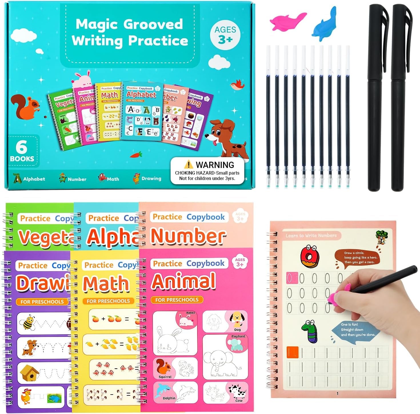 Magic Grooved Writing Practice for Kids,Reusable Grooved Handwriting Workbooks A